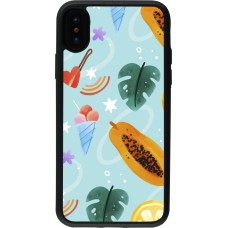iPhone X / Xs Case Hülle - Silikon schwarz Summer 2025 Pattern papaya