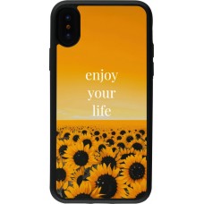 Coque iPhone X / Xs - Silicone rigide noir Summer 2026 Enjoy your life