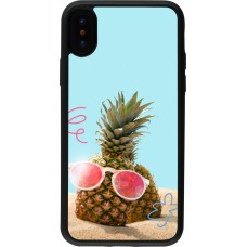 iPhone X / Xs Case Hülle - Silikon schwarz Pineapple with glasses Summer 2026