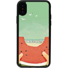 Coque iPhone X / Xs - Silicone rigide noir Views through a watermelon Summer 2026