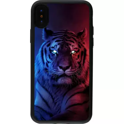 Hülle iPhone X / Xs - Silikon schwarz Tiger Blue Red