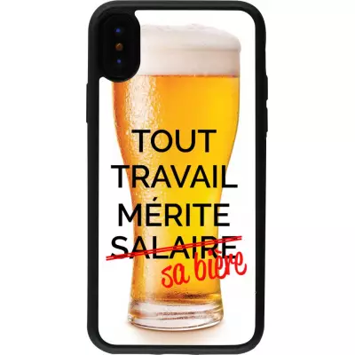 Hülle iPhone X / Xs - Silikon schwarz Tout travail mérite sa bière