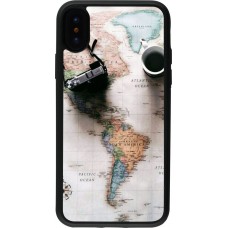 Hülle iPhone X / Xs - Silikon schwarz Travel 01
