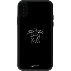 Coque iPhone X / Xs - Silicone rigide noir Turtles lines on black