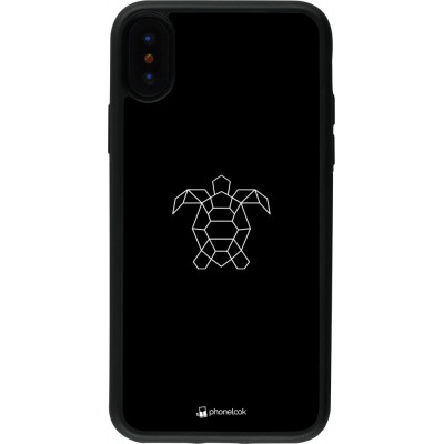 Coque iPhone X / Xs - Silicone rigide noir Turtles lines on black