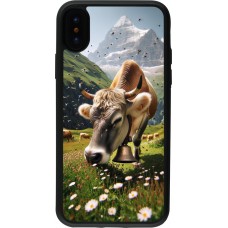 iPhone X / Xs Case Hülle - Silikon schwarz Kuh Berg Wallis