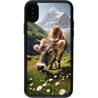 iPhone X / Xs Case Hülle - Silikon schwarz Kuh Berg Wallis