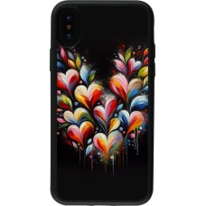 Coque iPhone X / Xs - Silicone rigide noir Valentine 2024 Coeur Noir Abstrait