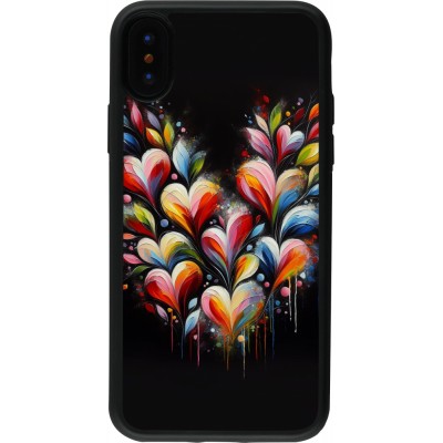 Coque iPhone X / Xs - Silicone rigide noir Valentine 2024 Coeur Noir Abstrait