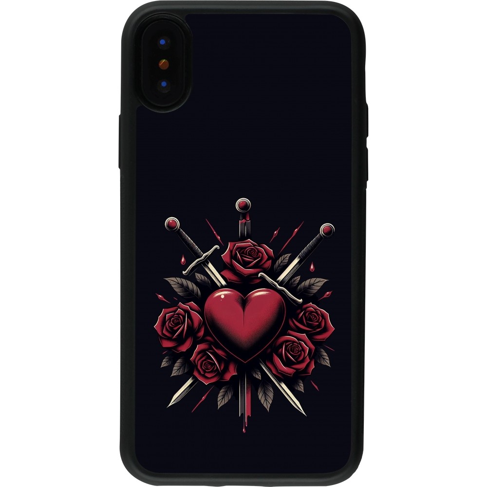 Coque iPhone X / Xs - Silicone rigide noir Valentine 2024 gothic love