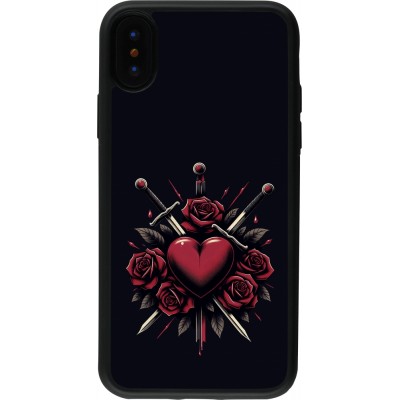 Coque iPhone X / Xs - Silicone rigide noir Valentine 2024 gothic love
