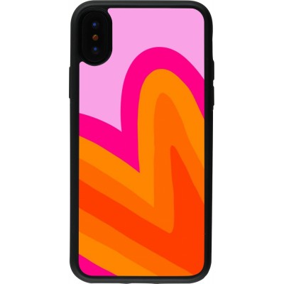 iPhone X / Xs Case Hülle - Silikon schwarz Valentine 2024 heart gradient