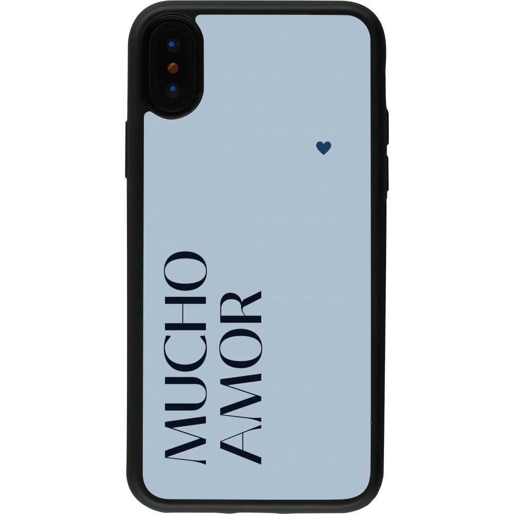 iPhone X / Xs Case Hülle - Silikon schwarz Valentine 2024 mucho amor azul