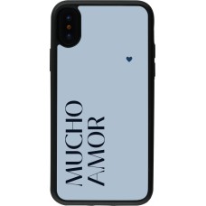 iPhone X / Xs Case Hülle - Silikon schwarz Valentine 2024 mucho amor azul