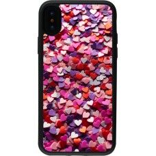 iPhone X / Xs Case Hülle - Silikon schwarz Valentin 2025 Konfetti