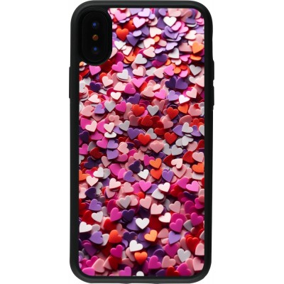 iPhone X / Xs Case Hülle - Silikon schwarz Valentin 2025 Konfetti