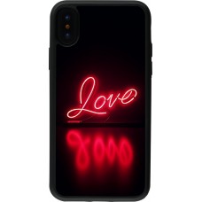 Coque iPhone X / Xs - Silicone rigide noir Valentine 2025 Neon Love