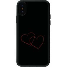 Coque iPhone X / Xs - Silicone rigide noir Valentine 2023 attached heart