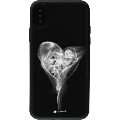 Coque iPhone X / Xs - Silicone rigide noir Valentine 2022 Black Smoke