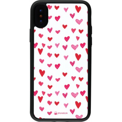 Hülle iPhone X / Xs - Silikon schwarz Valentine 2022 Many pink hearts