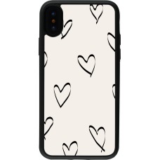iPhone X / Xs Case Hülle - Silikon schwarz Valentine 2023 minimalist hearts