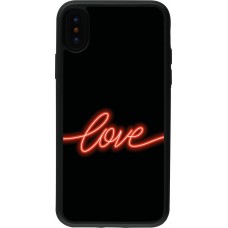iPhone X / Xs Case Hülle - Silikon schwarz Valentine 2023 neon love