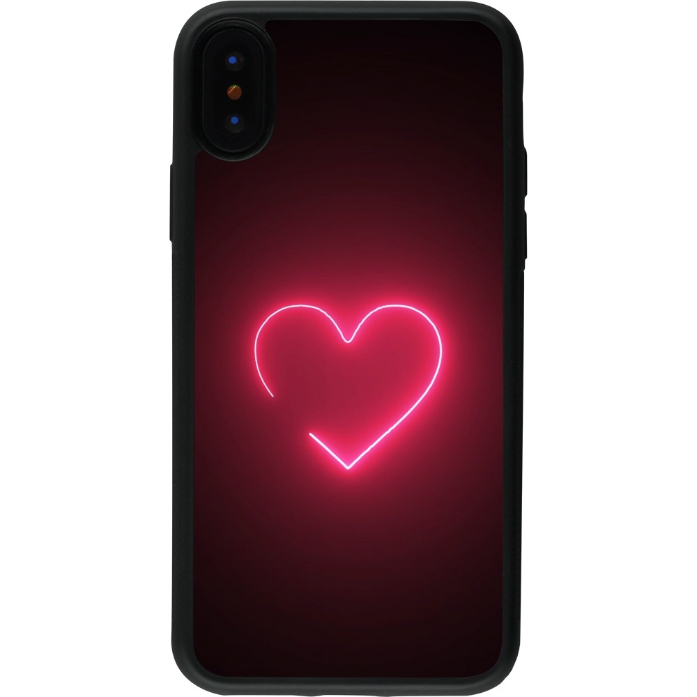iPhone X / Xs Case Hülle - Silikon schwarz Valentine 2023 single neon heart