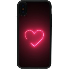 iPhone X / Xs Case Hülle - Silikon schwarz Valentine 2023 single neon heart