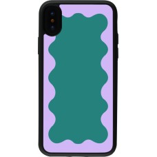 iPhone X / Xs Case Hülle - Silikon schwarz Wavy Rectangle Green Purple