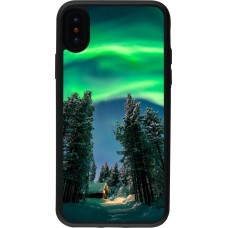 Coque iPhone X / Xs - Silicone rigide noir Winter 22 Northern Lights