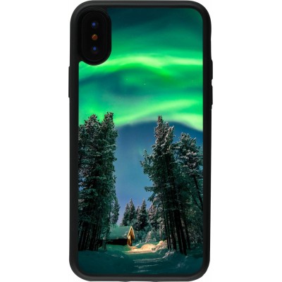 iPhone X / Xs Case Hülle - Silikon schwarz Winter 22 Northern Lights