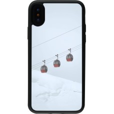 Coque iPhone X / Xs - Silicone rigide noir Winter 22 ski lift