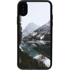 Coque iPhone X / Xs - Silicone rigide noir Winter 22 snowy mountain and lake