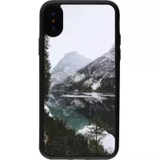 iPhone X / Xs Case Hülle - Silikon schwarz Winter 22 snowy mountain and lake