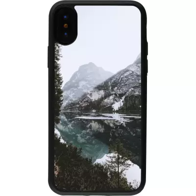 iPhone X / Xs Case Hülle - Silikon schwarz Winter 22 snowy mountain and lake