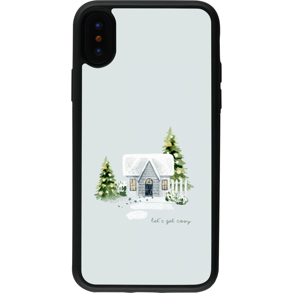 Coque iPhone X / Xs - Silicone rigide noir Winter 25 Cosy House