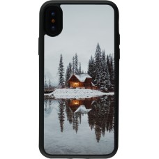 iPhone X / Xs Case Hülle - Silikon schwarz Winter 25 Winter house forest afternoon
