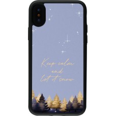 iPhone X / Xs Case Hülle - Silikon schwarz Winter 25 Winter illustration of trees