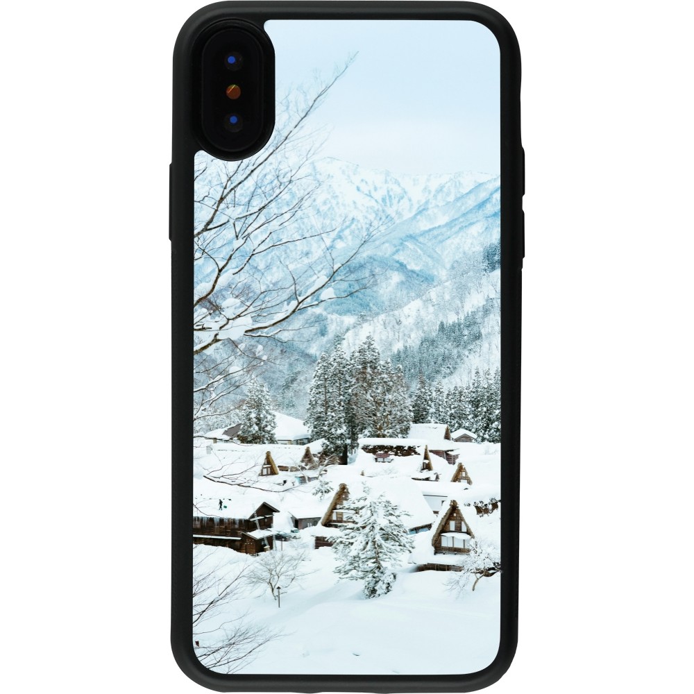 iPhone X / Xs Case Hülle - Silikon schwarz Winter 25 Winter snowy landscape