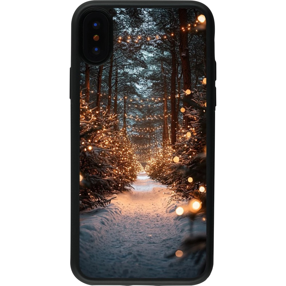 iPhone X / Xs Case Hülle - Silikon schwarz Winter 25 Winter snowy road
