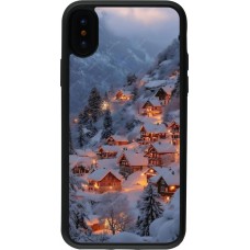 iPhone X / Xs Case Hülle - Silikon schwarz Winter 25 Winter snowy village
