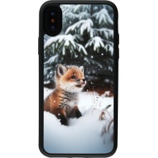 iPhone X / Xs Case Hülle - Silikon schwarz Weihnachten 2023 Fuechslein Tanne
