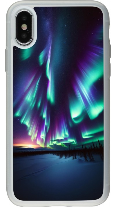 iPhone X / Xs Case Hülle - Silikon transparent Funkelndes Nordlicht