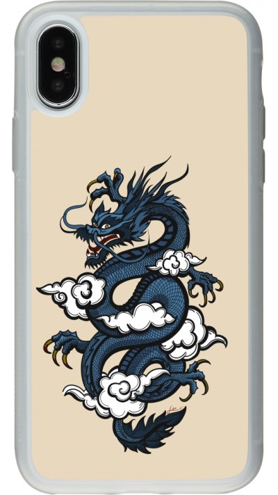 iPhone X / Xs Case Hülle - Silikon transparent Blue Dragon Tattoo
