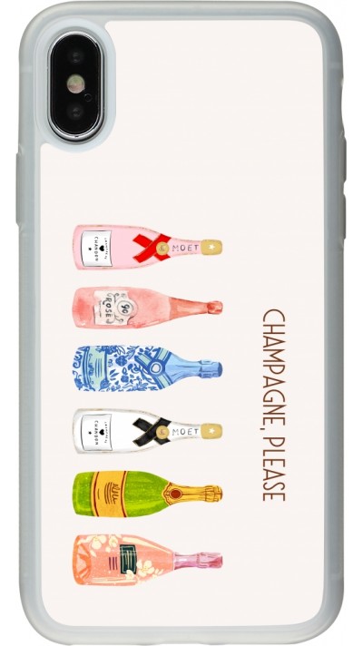 Coque iPhone X / Xs - Silicone rigide transparent Champagne Please