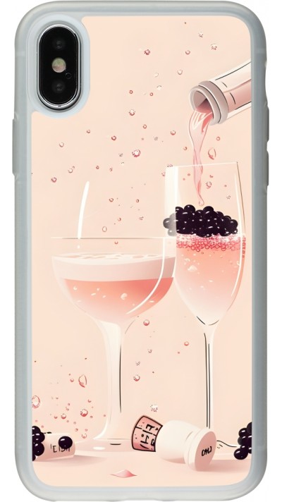 iPhone X / Xs Case Hülle - Silikon transparent Champagne Pouring Pink