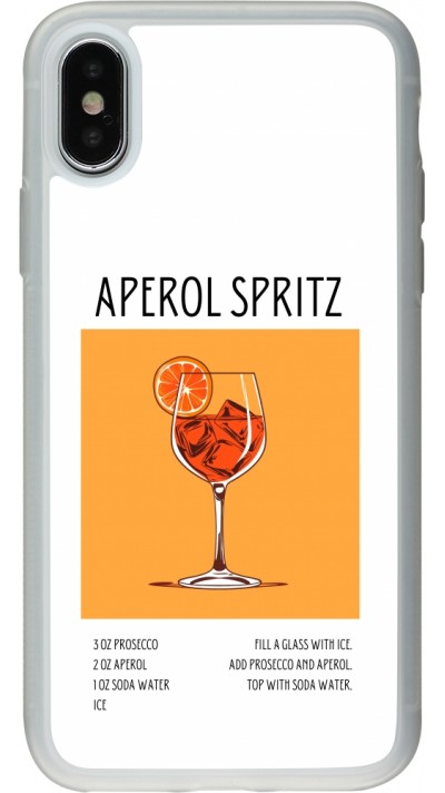 Coque iPhone X / Xs - Silicone rigide transparent Cocktail recette Aperol Spritz