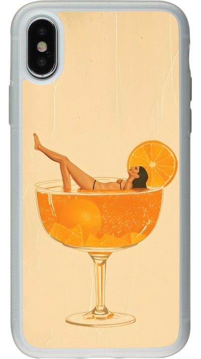 Coque iPhone X / Xs - Silicone rigide transparent Cocktail bain vintage