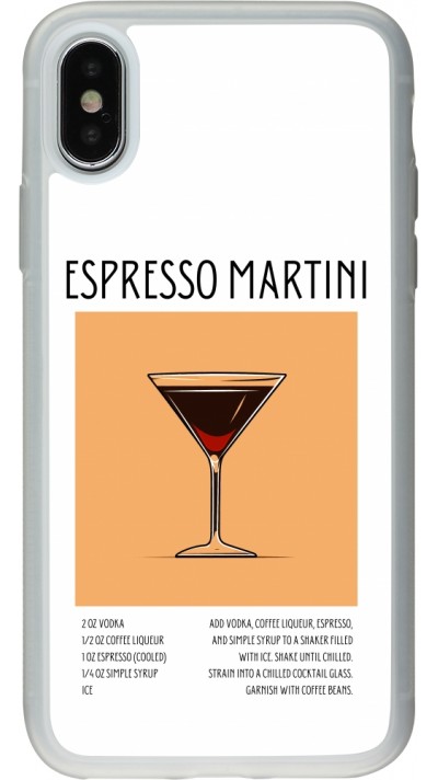 Coque iPhone X / Xs - Silicone rigide transparent Cocktail recette Espresso Martini