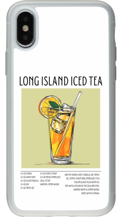 Coque iPhone X / Xs - Silicone rigide transparent Cocktail recette Long Island Ice Tea